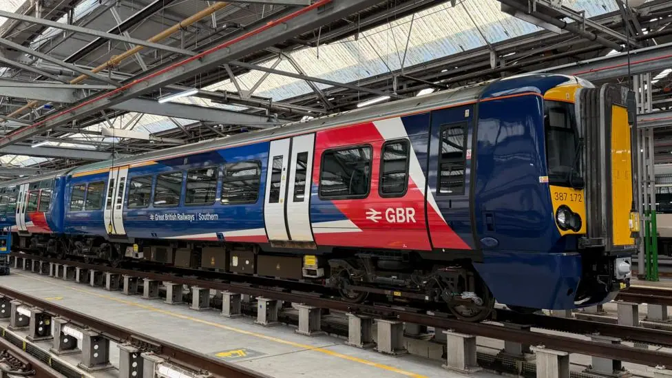 The first train displaying Great British Railways (GBR) branding. A Southern Class 387 train in Brighton was given the makeover