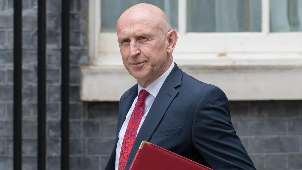 Chancellor of the Exchequer John Healey arrives in Downing Street to attend the first Cabinet meeting hosted by the newly appointed Prime Minister Andy Burnham in London, United Kingdom on July 21…