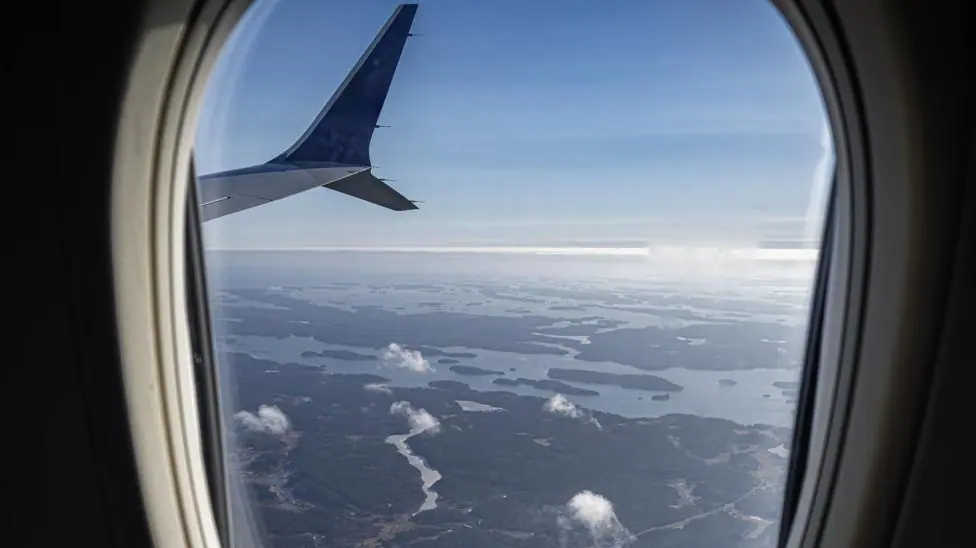A shot taken through a passenger window