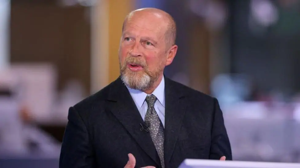 James Reed, chairman of Reed Executive Ltd., during a Bloomberg Television interview in London, UK in 2023. He is wearing a black suit jacket, a light coloured shirt with a grey and beige patterned…