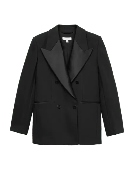 Back doubled-breasted tuxedo jacket