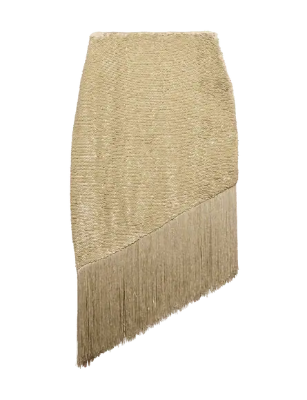 Gold sequin fringe skirt