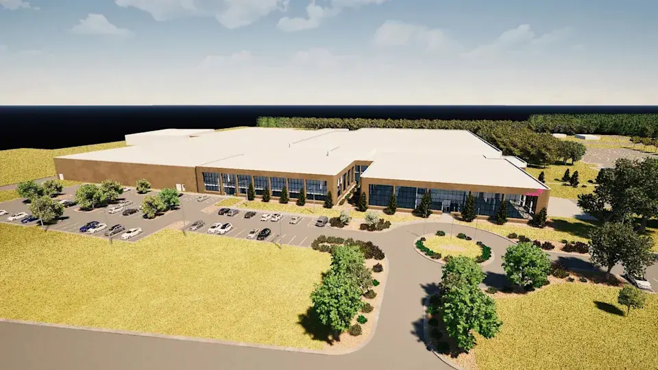 A rendering of Reckitt's expanded over-the-counter medication manufacturing facility in Wilson, North Carolina. · Manufacturing Dive · Courtesy of Reckitt