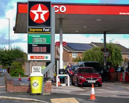 a Texaco petrol station in Northwich, UK.