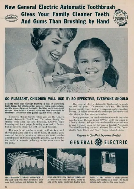A 1962 advert for GE’s electric toothbrush, from Good Housekeeping magazine