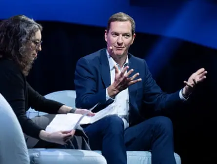 George Osborne speaking at an AI conference in Canada.