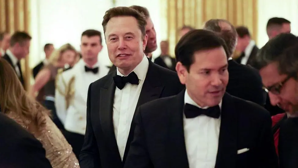 Musk was seen mingling with guests, alongside US Secretary of State Marco Rubio
