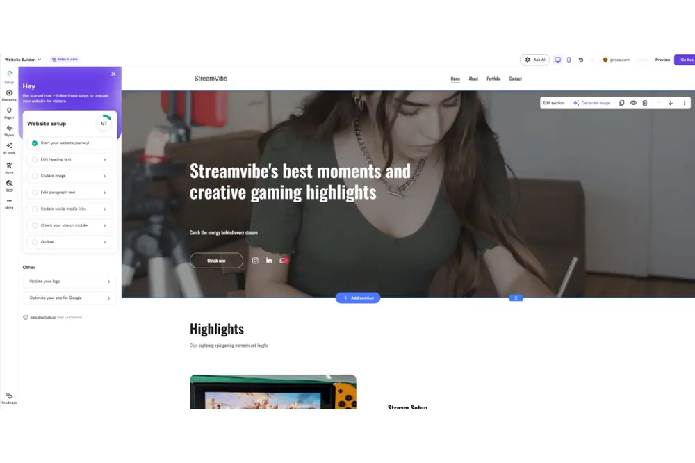 Hostinger web builder