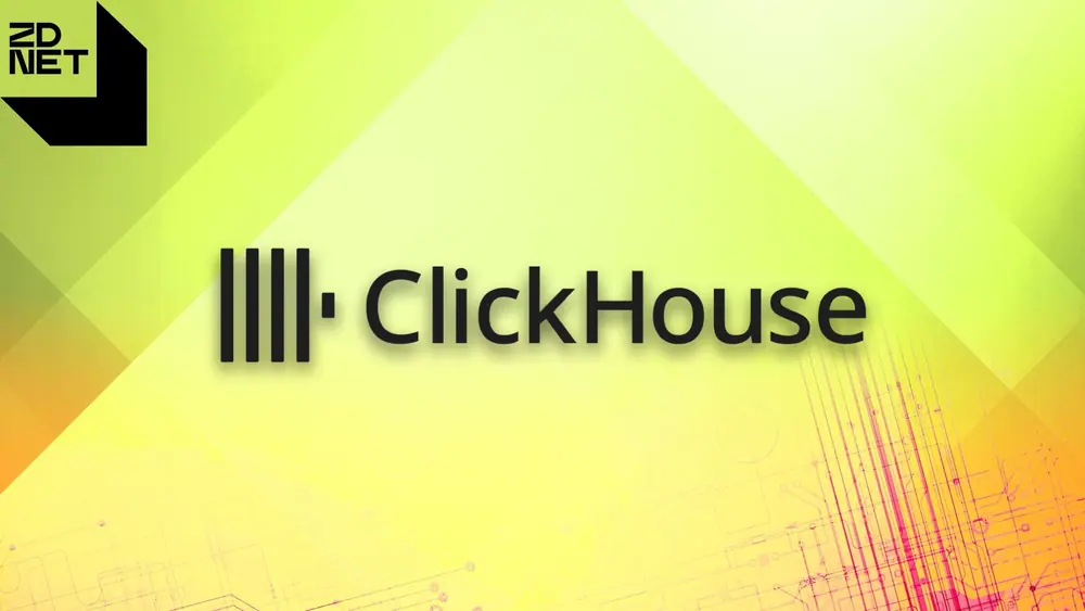 ClickHouse Cloud logo on yellow gradient ZDNET background