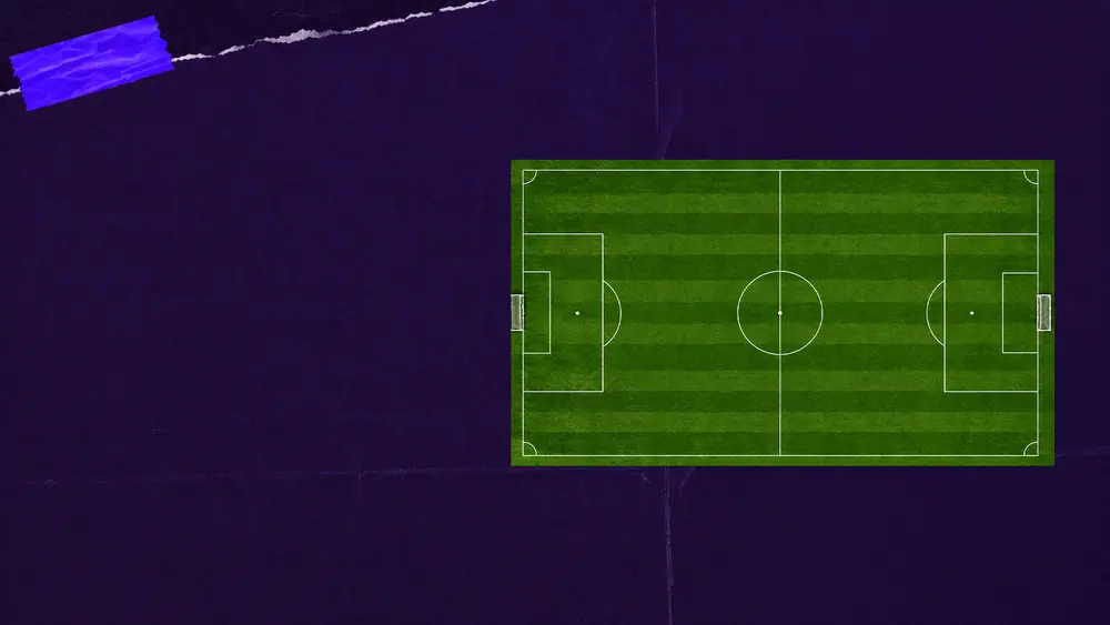 Football pitch graphic used as a background design element.