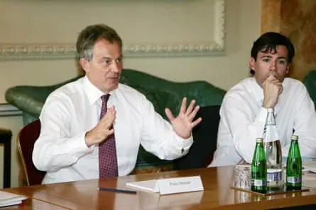 Tony Blair with his health minister Andy Burnham at a No 10 summit on reducing NHS waiting times, July 2006.
