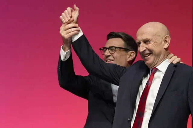 Prime Minister Andy Burnham with his Chancellor John Healey at the party conference (Peter Byrne/PA)