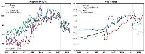 Figure 1. Import Price Statistics: Unit Values vs. Price Indexes. See accessible link for data.