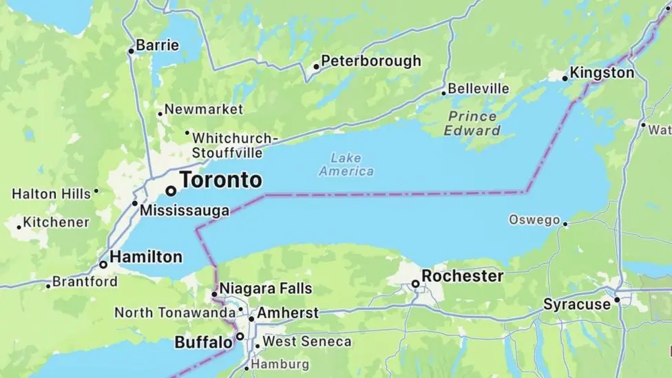 A screenshot of Apple Maps showing Lake America