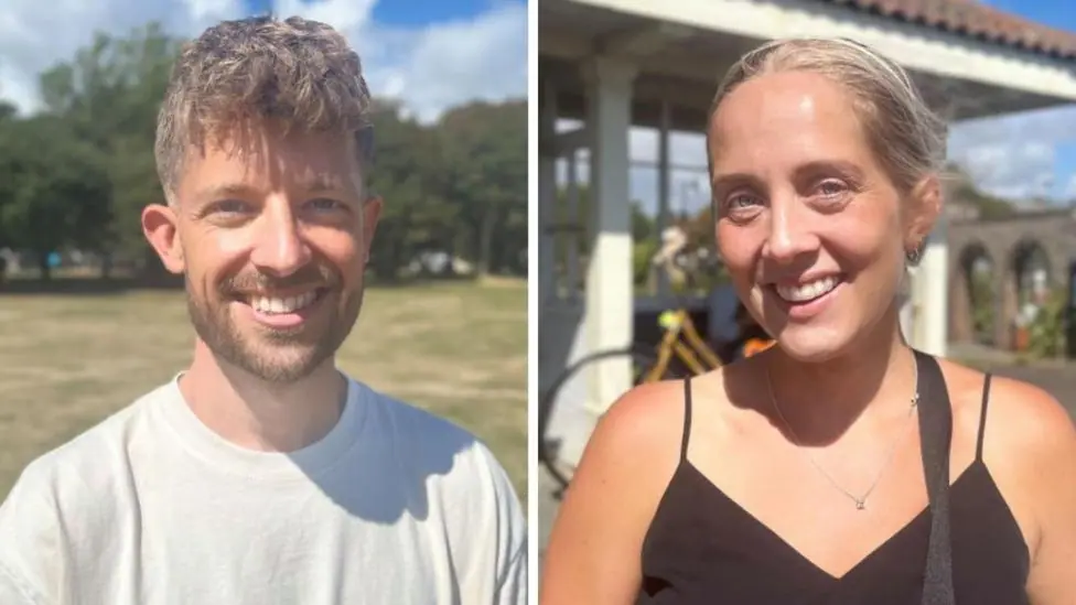 Charlie Milner-Smith (left) and Steph Savage (right) both smile for a photograph. Their two separate headshots have been edited together with a white margin resting between them. They are both facing…