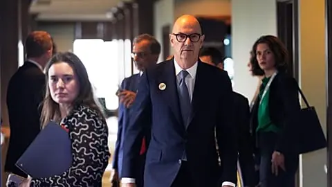Roland Lescure, Minister of the Economy and Finance for France, arrives for the G20 Finance Ministerial in Asheville, N.C., 31 August 2026.