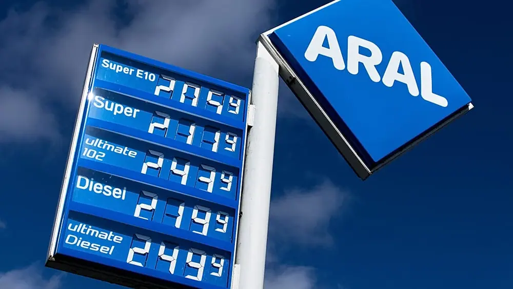 File - Gas prizes are displayed at an ARAL gas station in Frankfurt, Germany, Thursday, 12 March 2026.