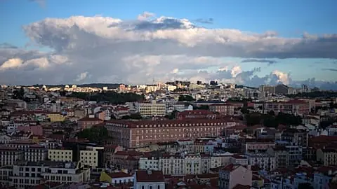 File - The sun rises in Lisbon, Monday, 4 May 2026.
