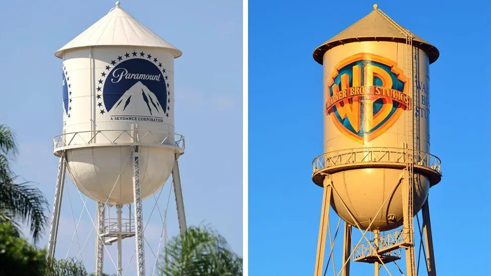 Water towers of Paramount and Warner Bros