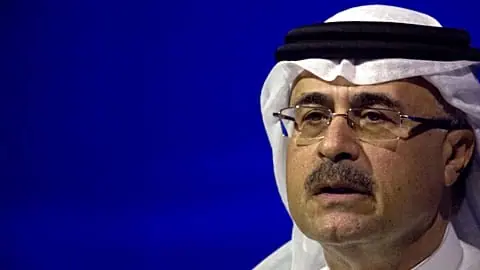 FILE - Amin Nasser, the chairman and CEO of the state-run oil giant Saudi Aramco, speaks at the World Energy Congress in Abu Dhabi, UAE, 10 September 2019.