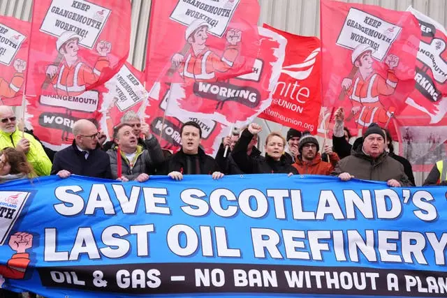 More than 400 workers lost their jobs as the Grangemouth oil refinery, Scotland’s last, closed a year ago (PA)