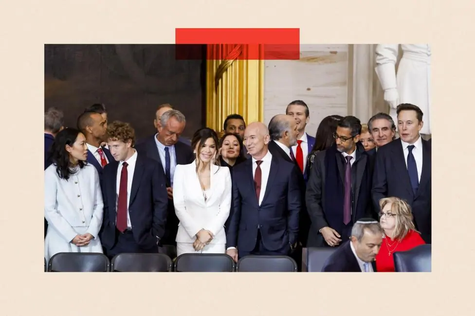 Priscilla Chan, Meta CEO Mark Zuckerberg, Lauren Sanchez, businessman Jeff Bezos , Alphabet's CEO Sundar Pichai, and businessman Elon Musk, among other dignitaries, attend the United States Capitol…