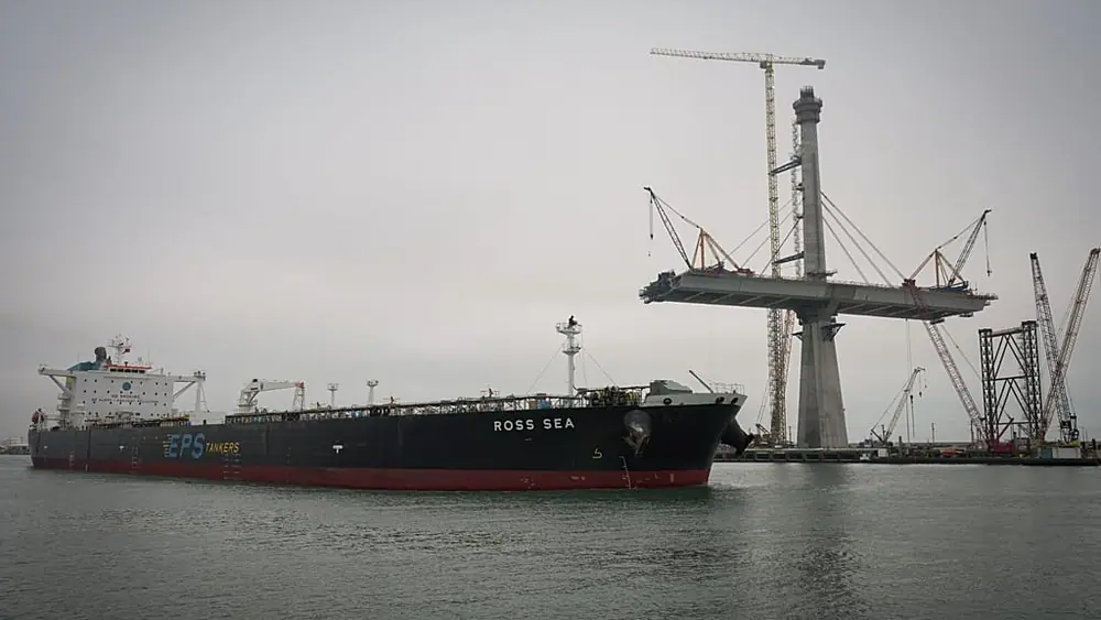 The Ross Sea leaves the Port of Corpus Christi on Thursday, Nov. 16, 2023, in Corpus Christi, Texas.