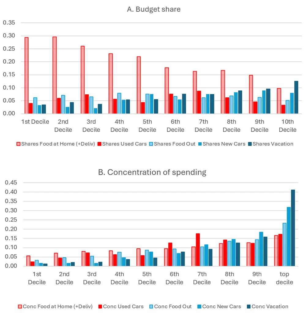Figure 5. Budget shares and spending concentration, by income decile. See accessible link for data.