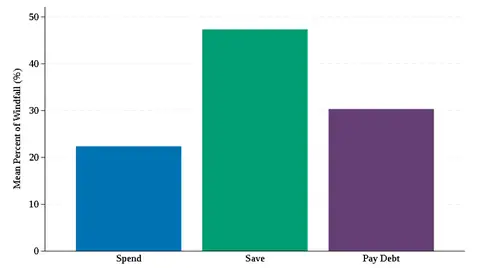 Figure 1. Mean reported allocation of a one-month income windfall. See accessible link for data.