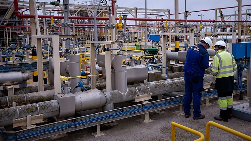 FILE. Operators work at Enagás regasification plant in Barcelona, the largest LNG plant in Europe, 29 March 2022