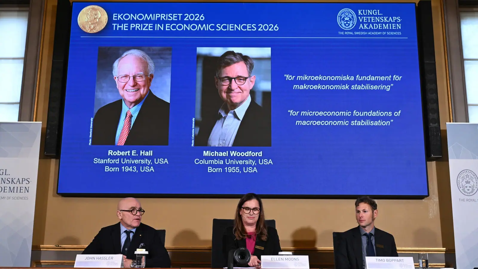Nobel prize in economics awarded to Robert E. Hall and Michael Woodford