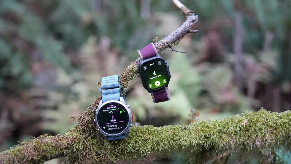 The Garmin Fenix 9 Pro (left) and Apple Watch Ultra 4 (right) are great for off-grid adventures