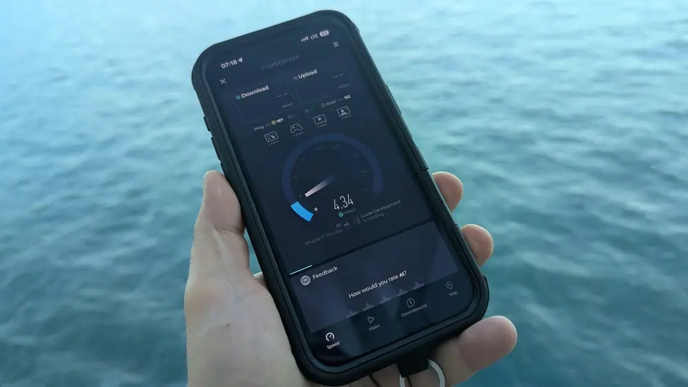 eSIM data allowance testing its speed out at sea