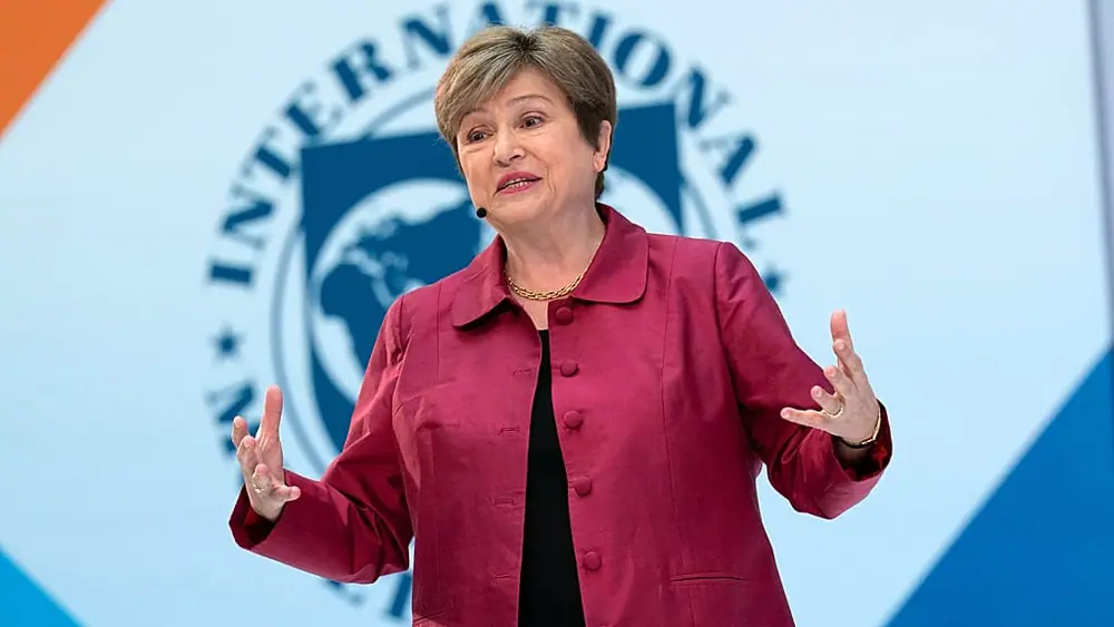 FILE. International Monetary Fund (IMF) Managing Director Kristalina Georgieva speaks at a news conference in Washington, 9 April 2026