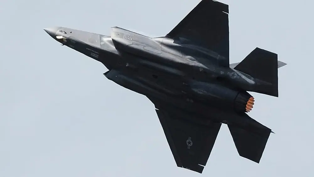 File - An F35 Lockheed Martin flies at the Paris Air Show, Tuesday, June 17, 2025 in Le Bourget, north of Paris.