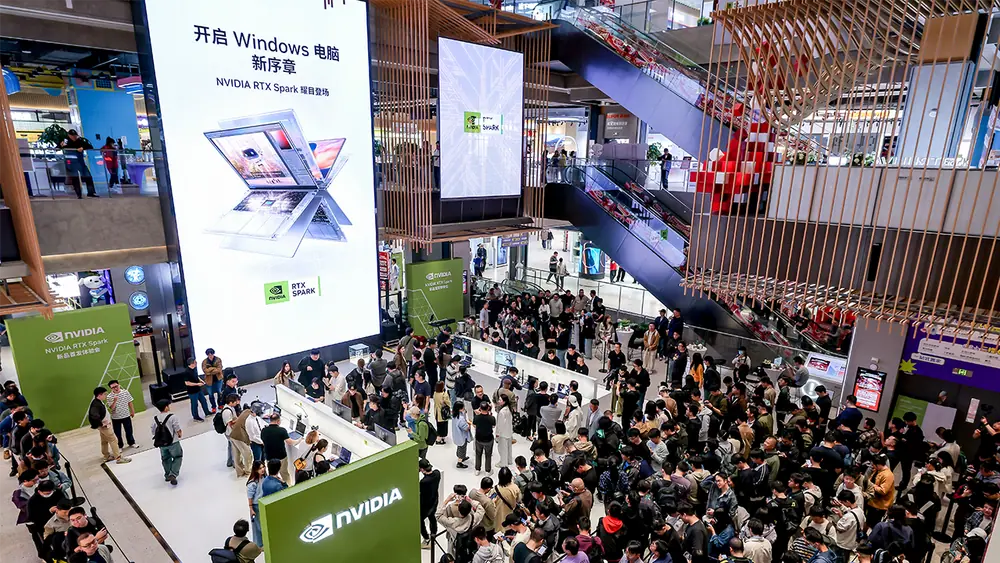 Crowds gathered to demo RTX Spark at the Beijing RTX Spark launch party.