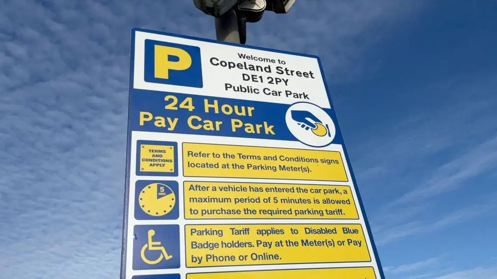 A sign at the entrance to the Copeland Street car park in Derby