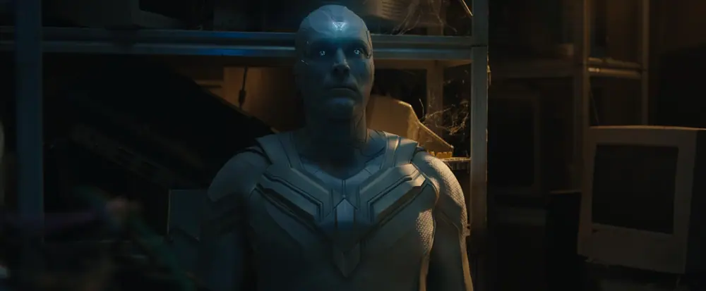 A still image of Vision in the Marvel series VisionQuest.