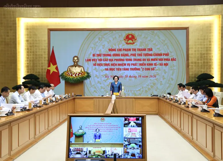 Phó Thủ tướng Phạm Thị Thanh Trà làm việc với 9 tỉnh vùng trung du và miền núi phía bắc về tình hình thực hiện nhiệm vụ phát triển kinh tế - xã hội và mục tiêu tăng trưởng hai con số - Ảnh…
