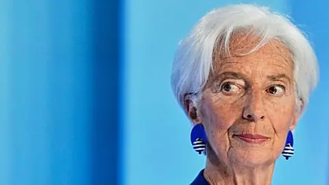 FILE. ECB President Christine Lagarde addresses the media during a press conference after the ECB's governing council meeting in Frankfurt, Germany, 11 June 2026